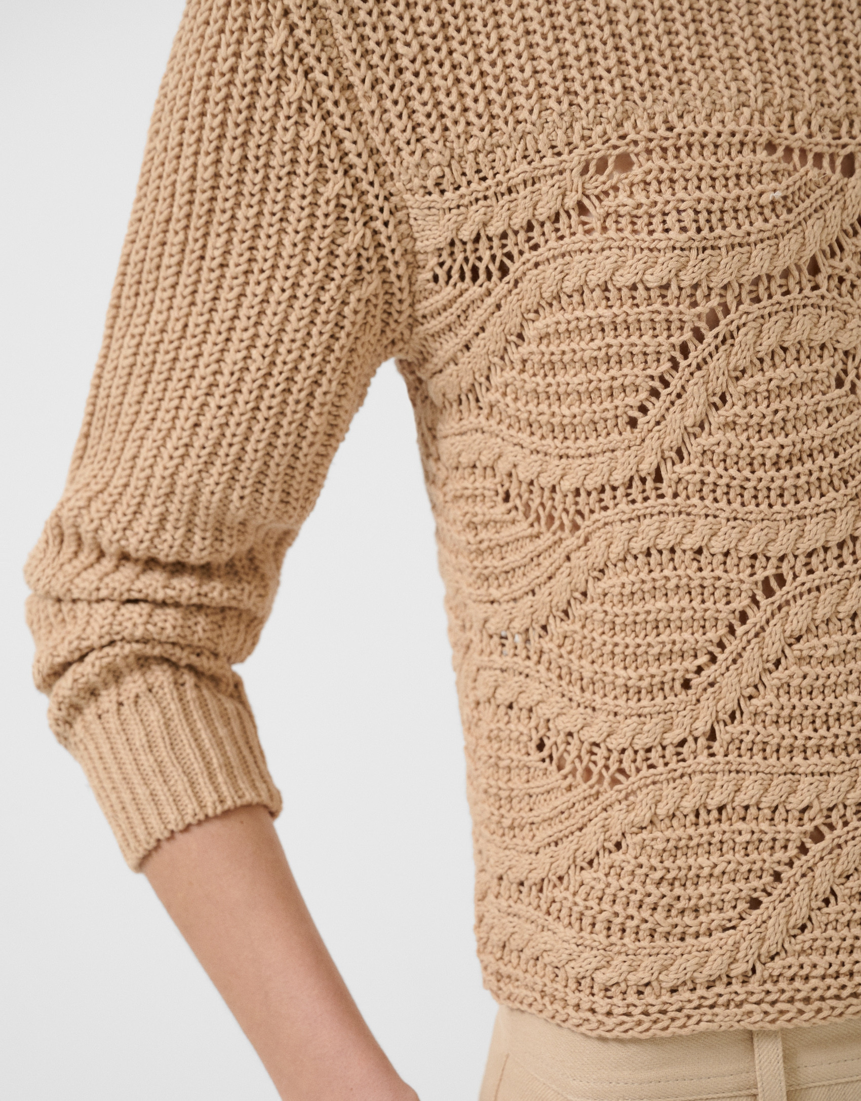 Camel long-sleeved camel wave pattern jumper | Roberto Verino