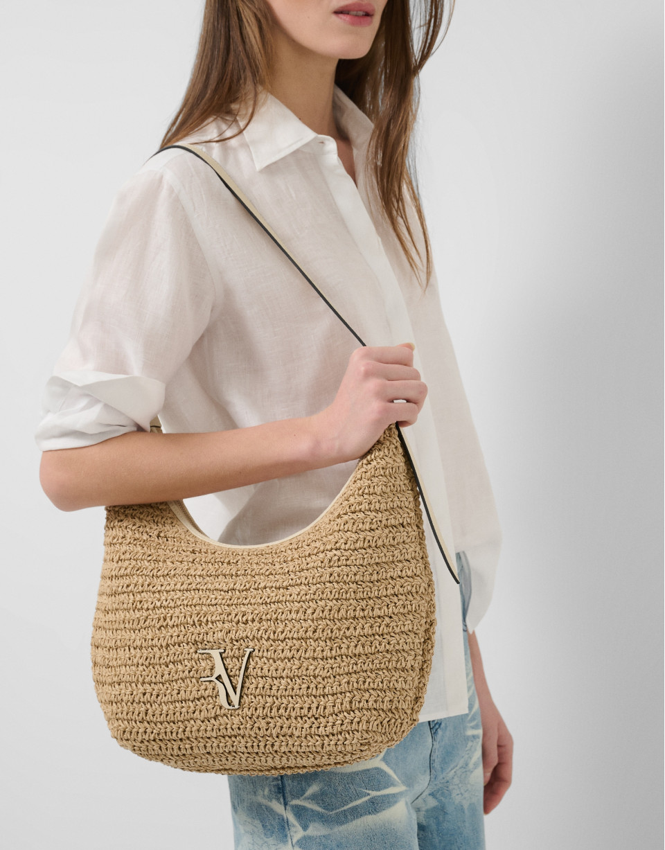 Jimena Hobo shoulder bag in ecru - Woman | Roberto Verino