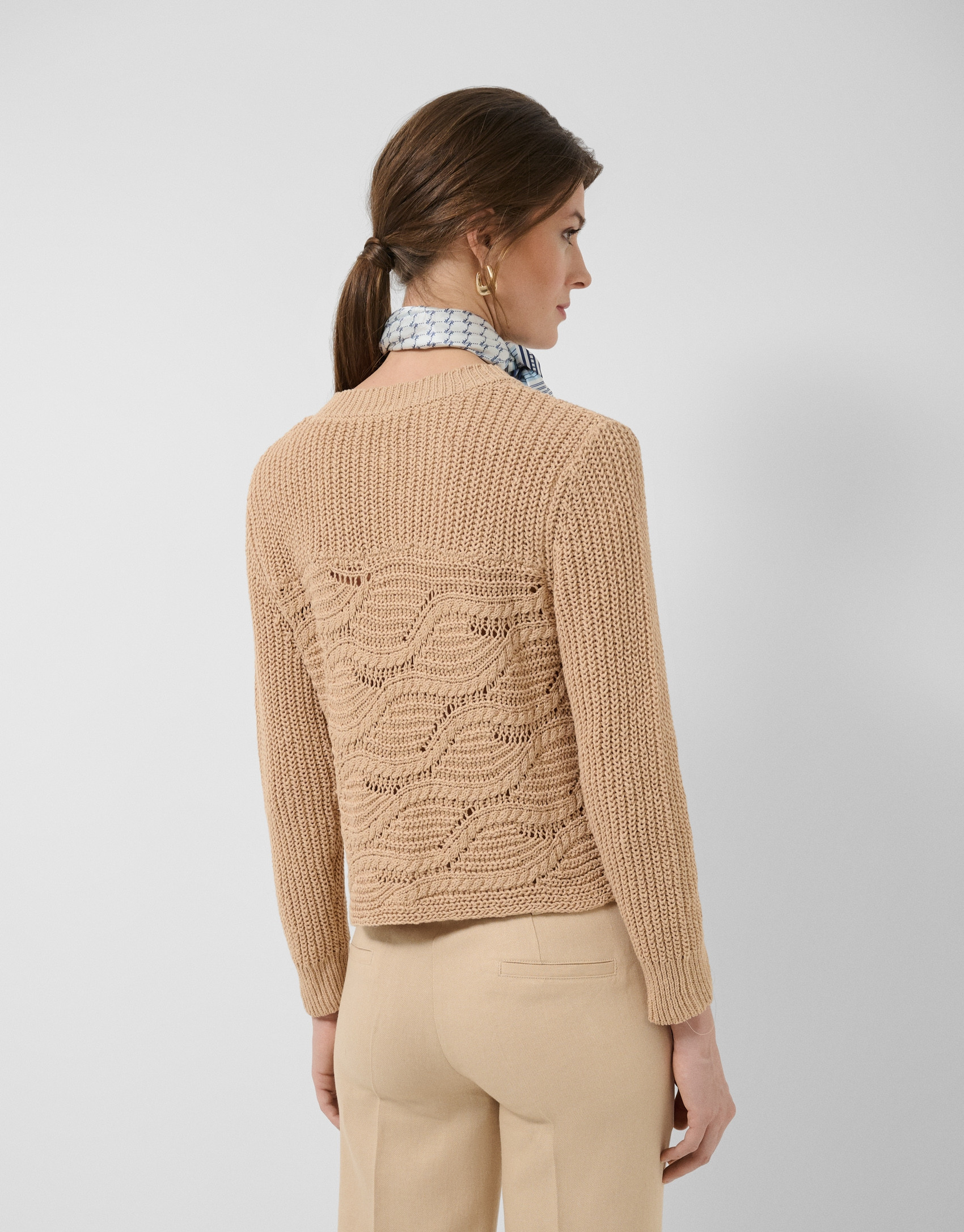Camel long-sleeved camel wave pattern jumper | Roberto Verino