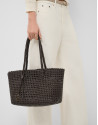 Paola Shopper shoulder bag in brown knotted ... | Roberto Verino