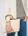 Clara Satchel handbag in ecru leather - Woman | Roberto Verino