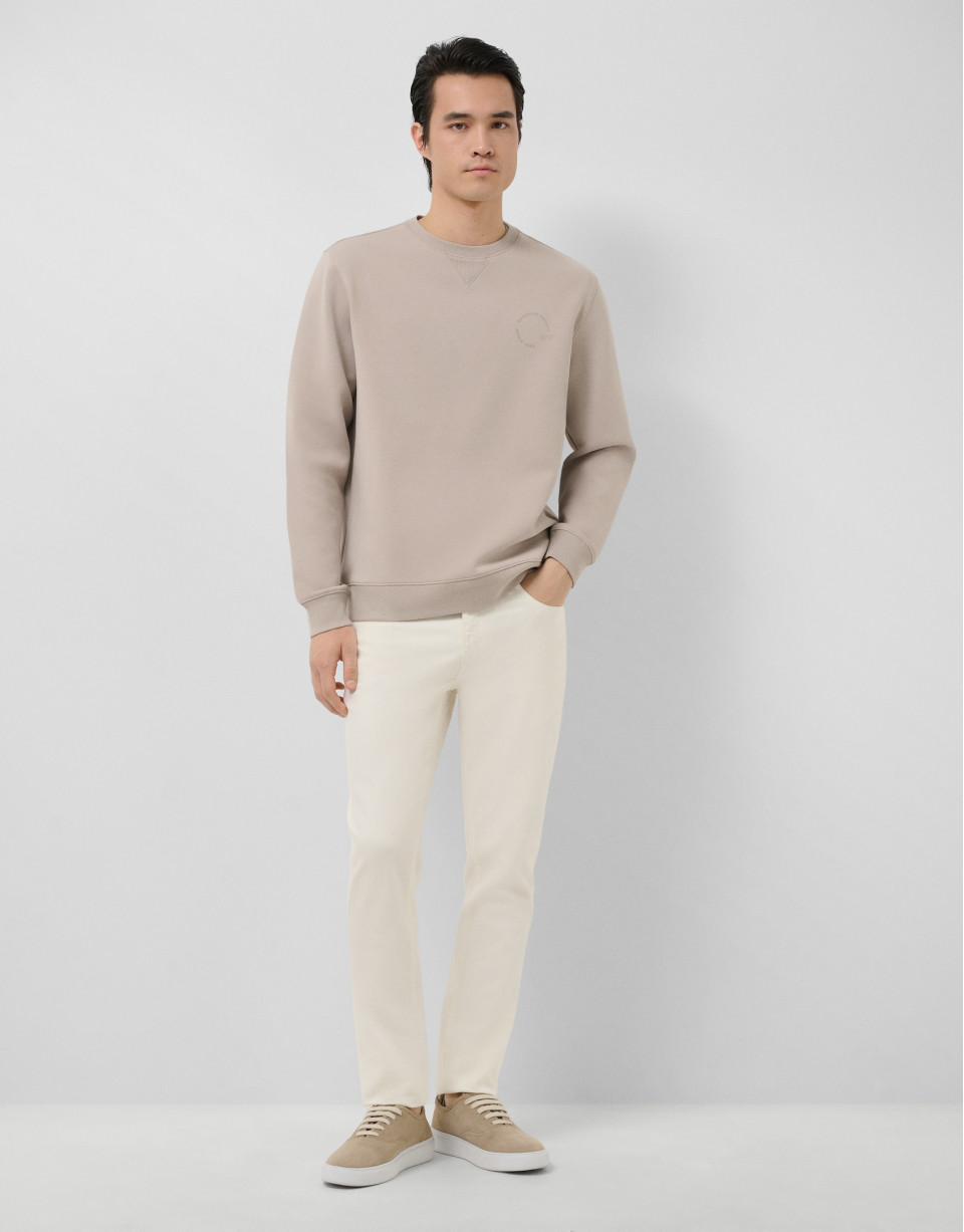 Five-pocket trousers in ecru twill - Man | Roberto Verino