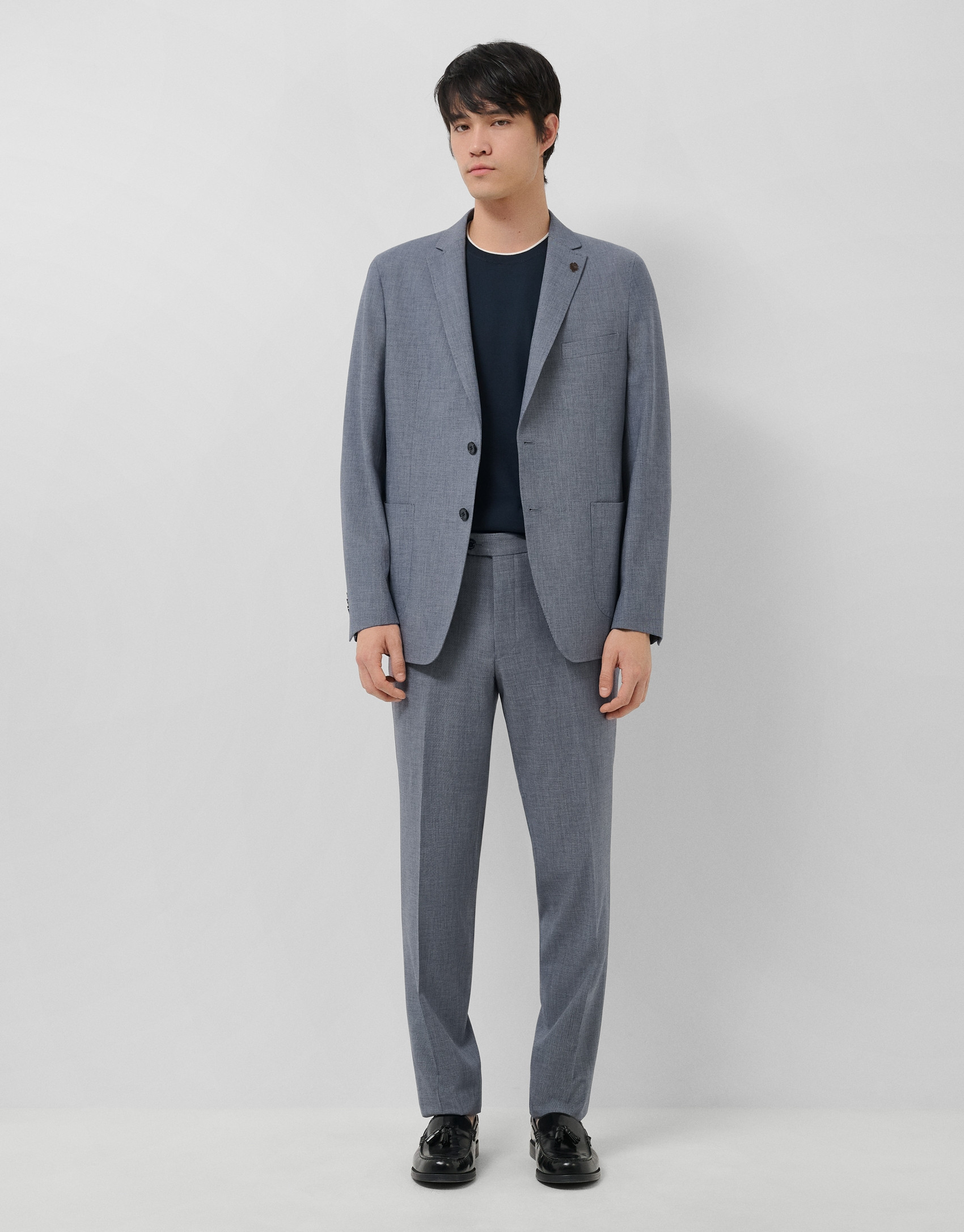 Plain ink blue faux separate trousers - Man | Roberto Verino