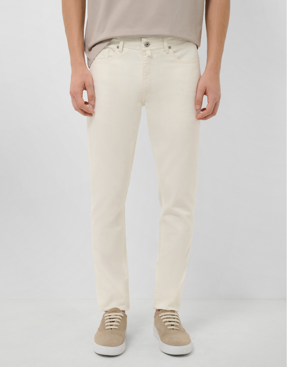 Five-pocket trousers in ecru twill - Man | Roberto Verino