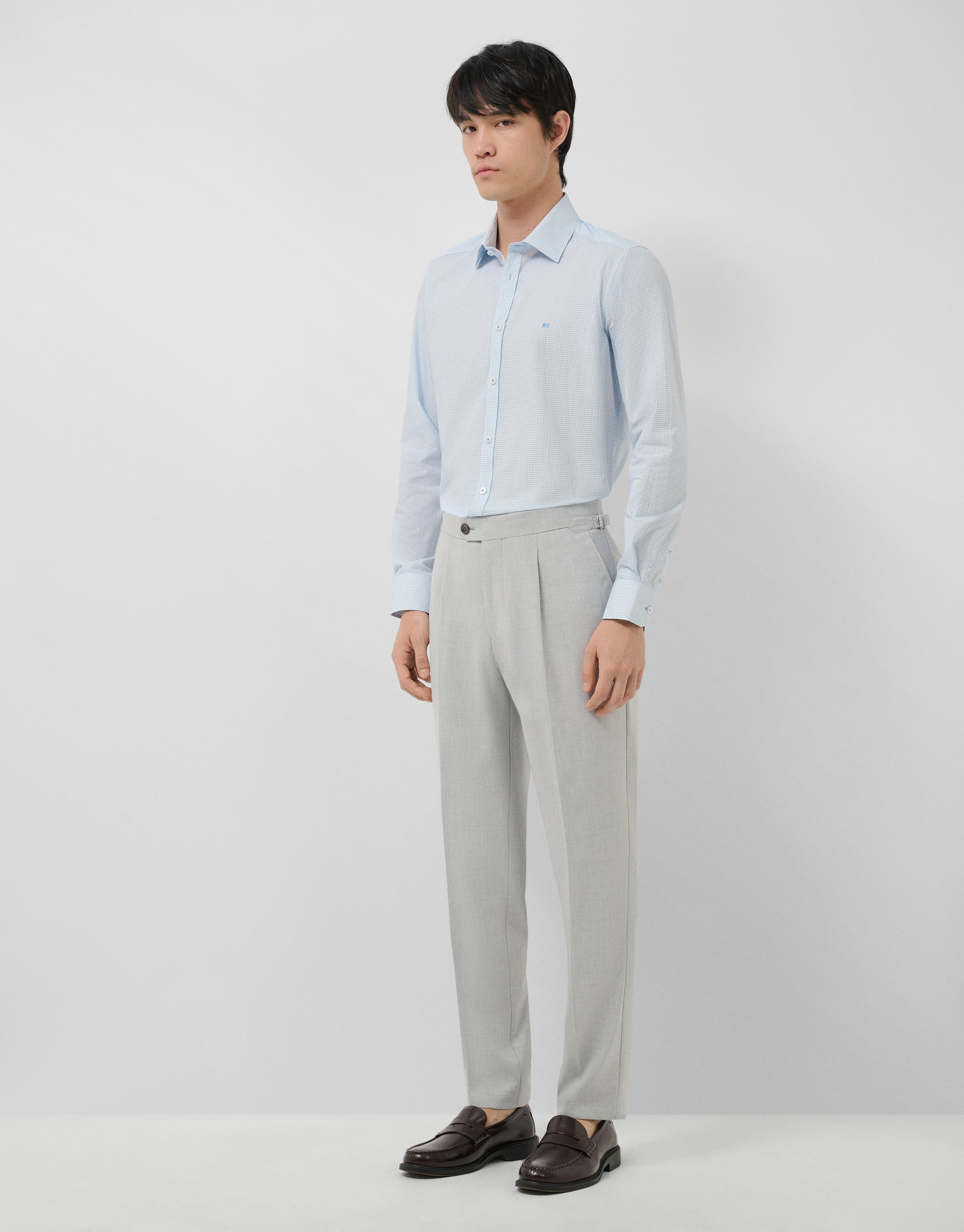 Pantalón gris melange hebillas - Hombre | Roberto Verino