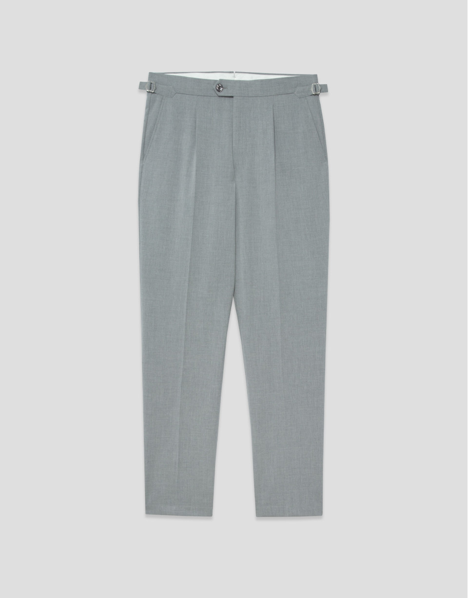 Grey melange trousers with buckles - Man | Roberto Verino