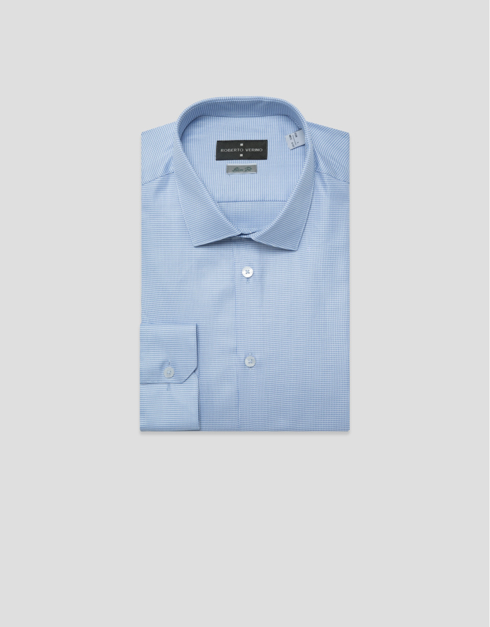 Slim fit dress shirt with light blue/white ... | Roberto Verino