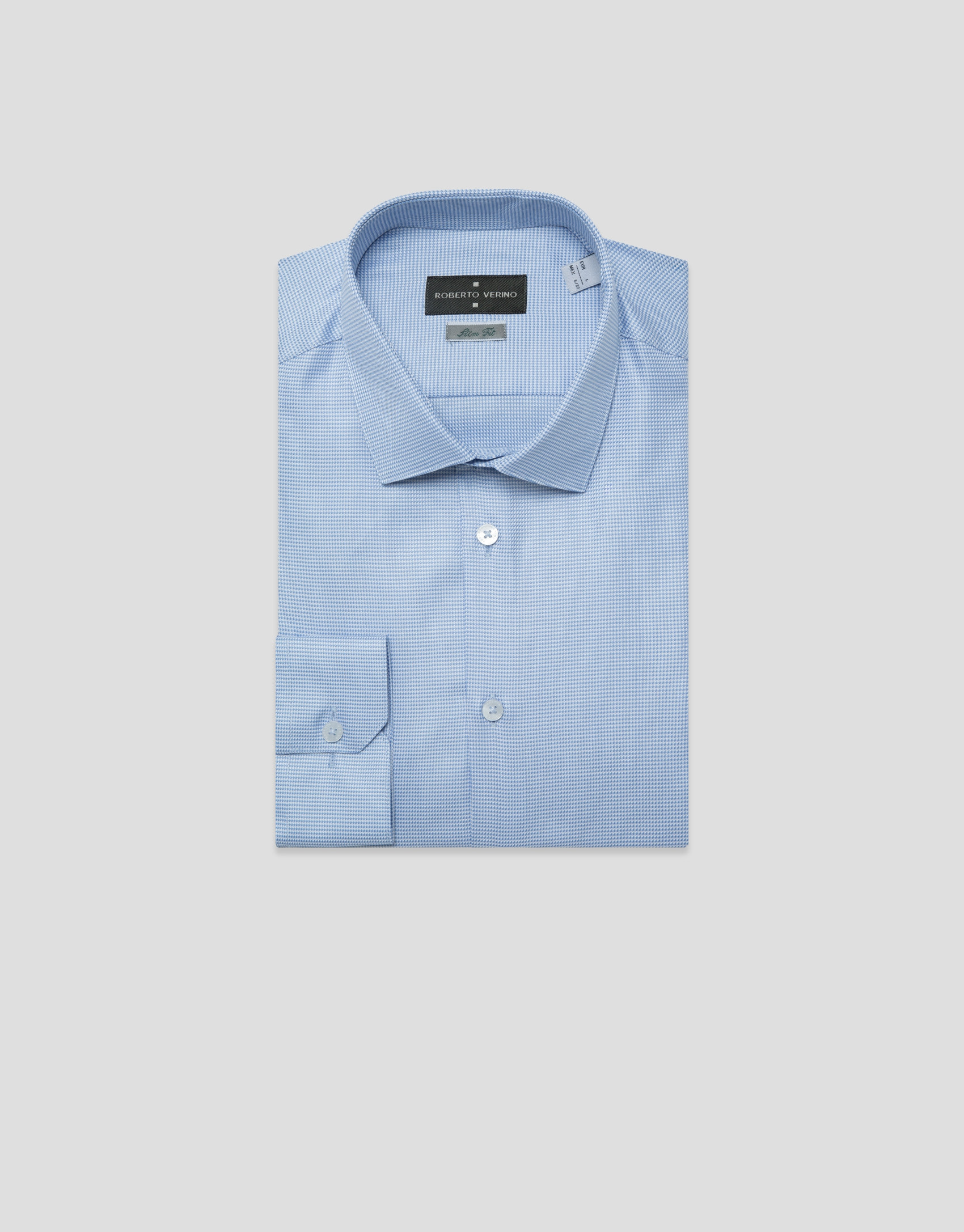 Slim fit dress shirt with light blue/white ... | Roberto Verino