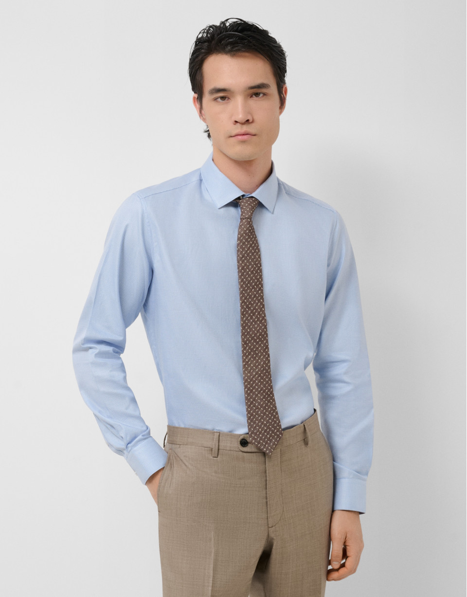 Slim fit dress shirt with light blue/white ... | Roberto Verino