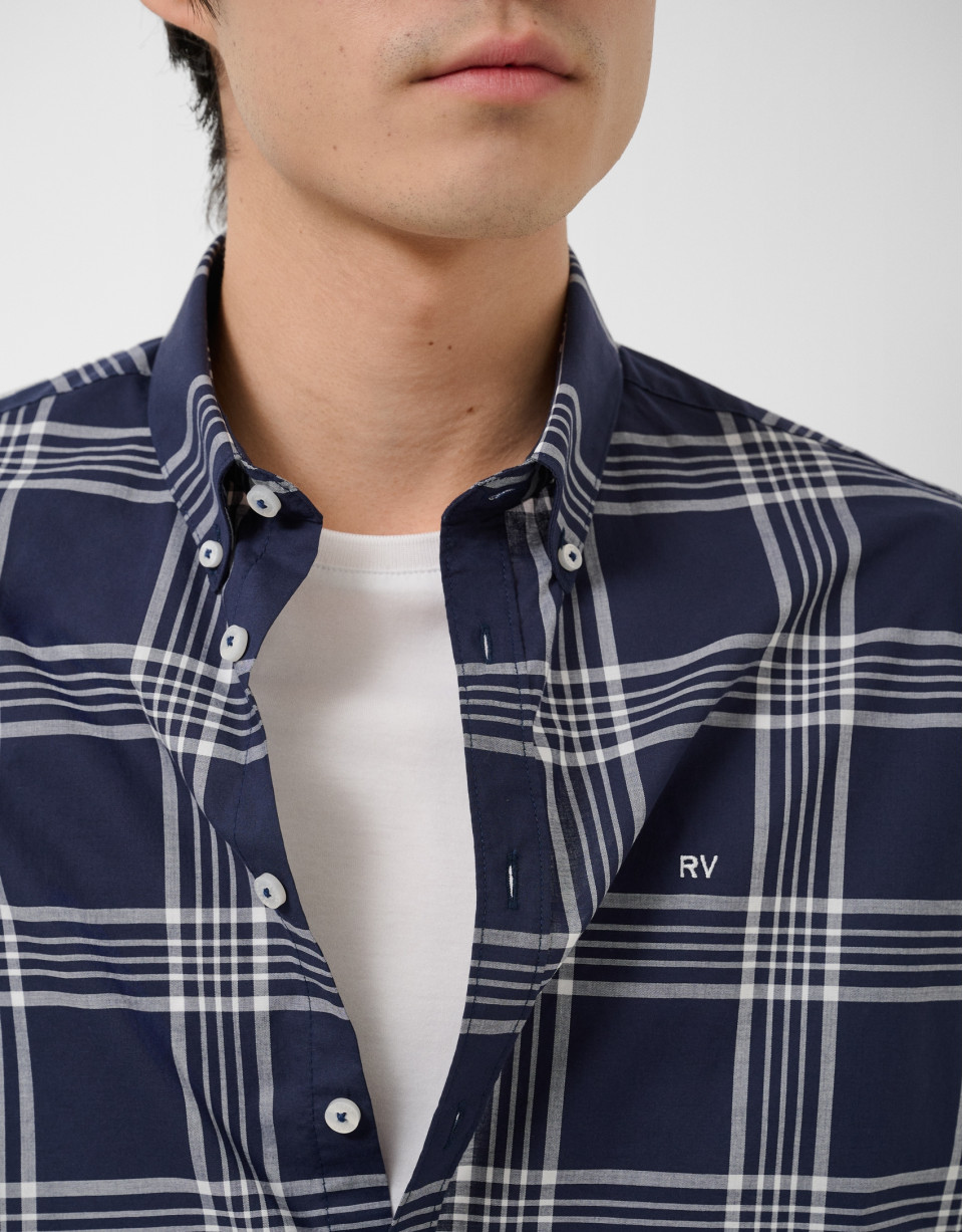Camisa sport regular cuadros marino perfil ... | Roberto Verino