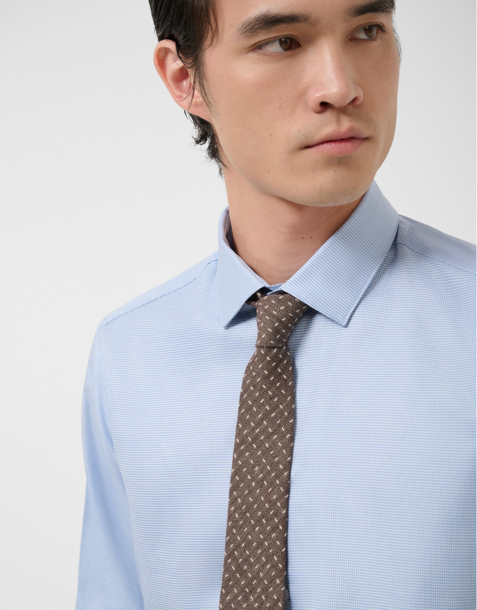 Slim fit dress shirt with light blue/white ... | Roberto Verino