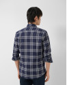 Regular navy blue checked shirt with white trim | Roberto Verino