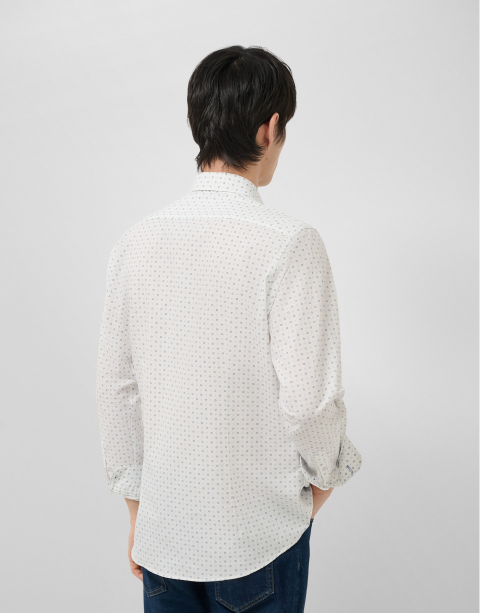 Regular fit blue geometric print casual shirt | Roberto Verino