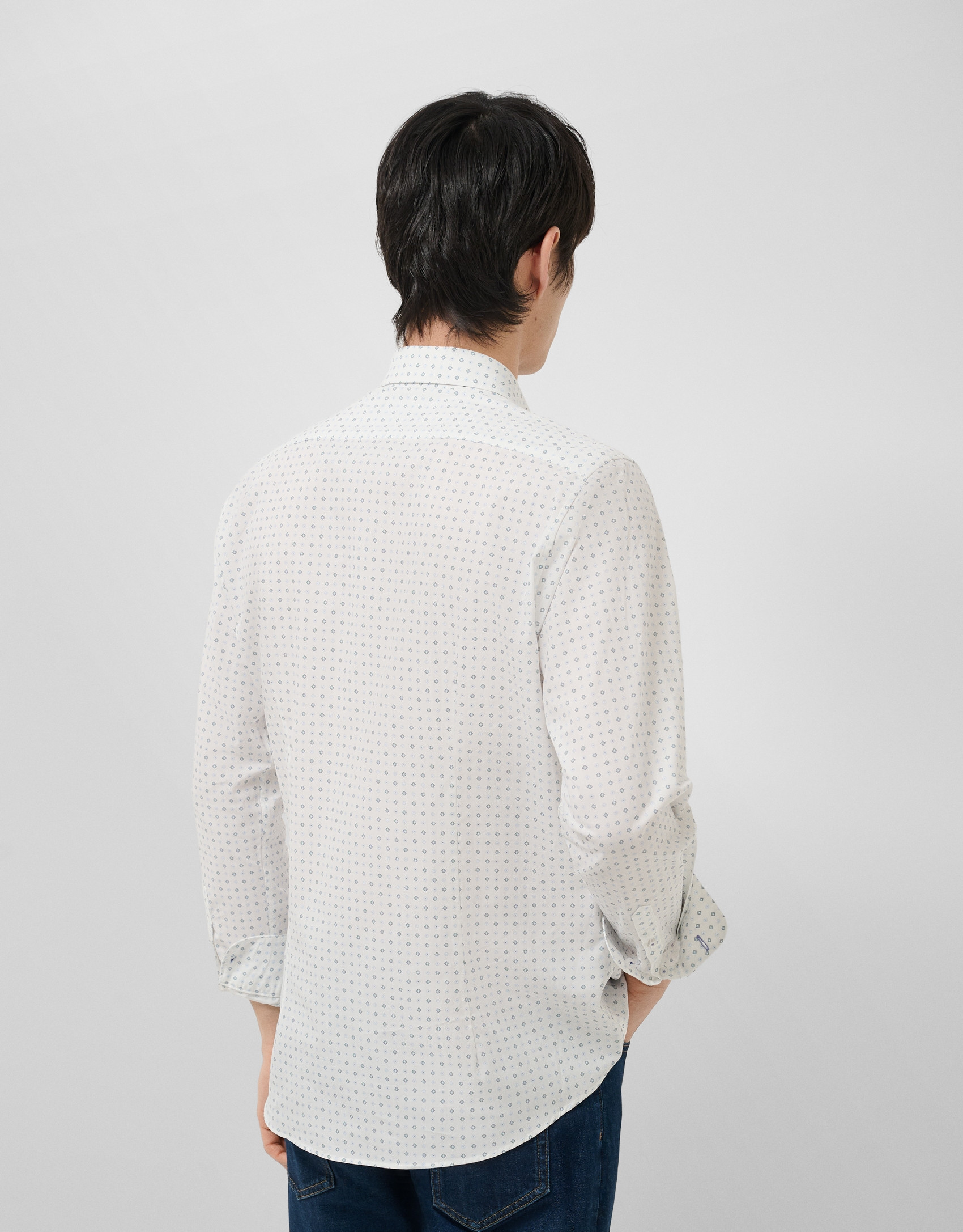 Regular fit blue geometric print casual shirt | Roberto Verino