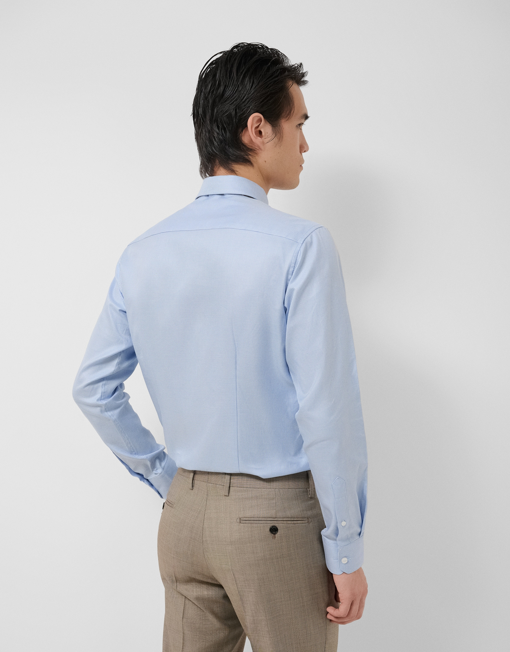 Slim fit dress shirt with light blue/white ... | Roberto Verino