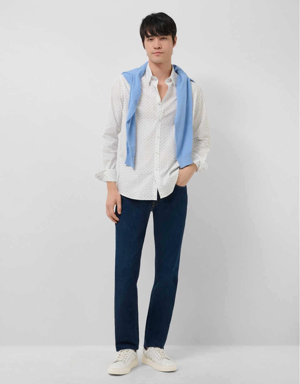Regular fit blue geometric print casual shirt | Roberto Verino