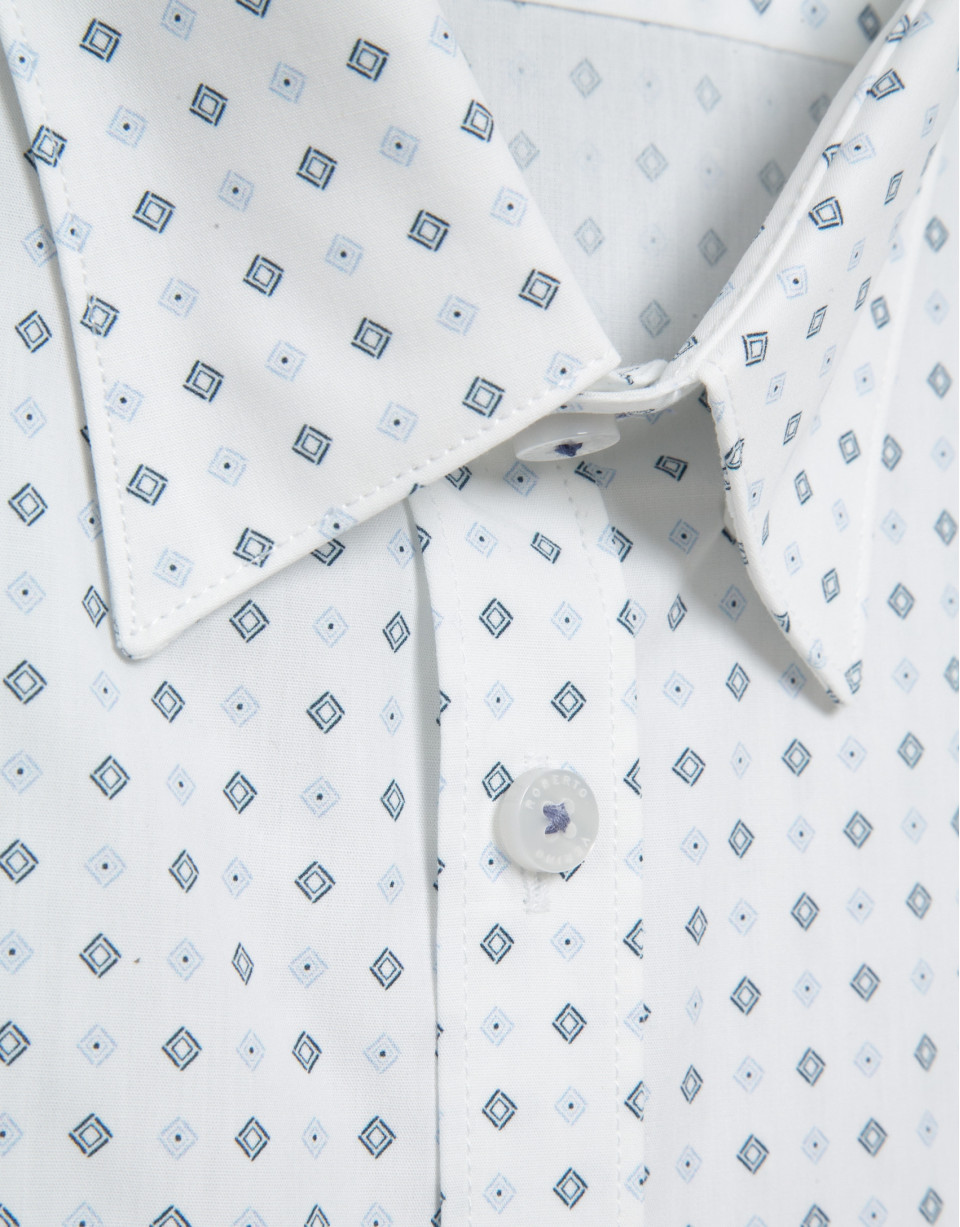 Regular fit blue geometric print casual shirt | Roberto Verino