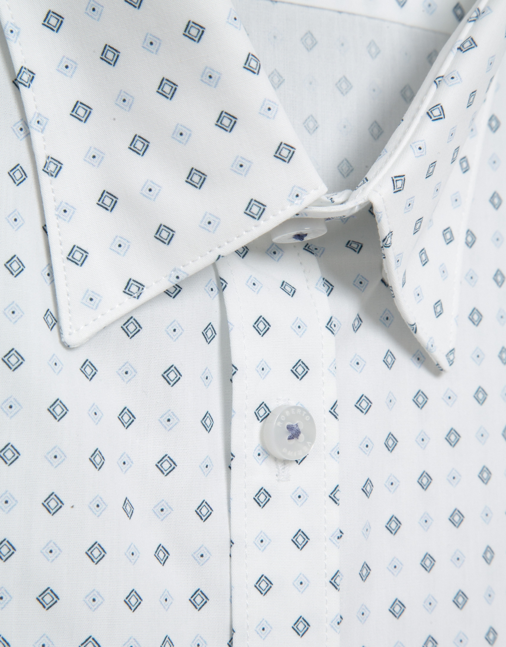 Regular fit blue geometric print casual shirt | Roberto Verino