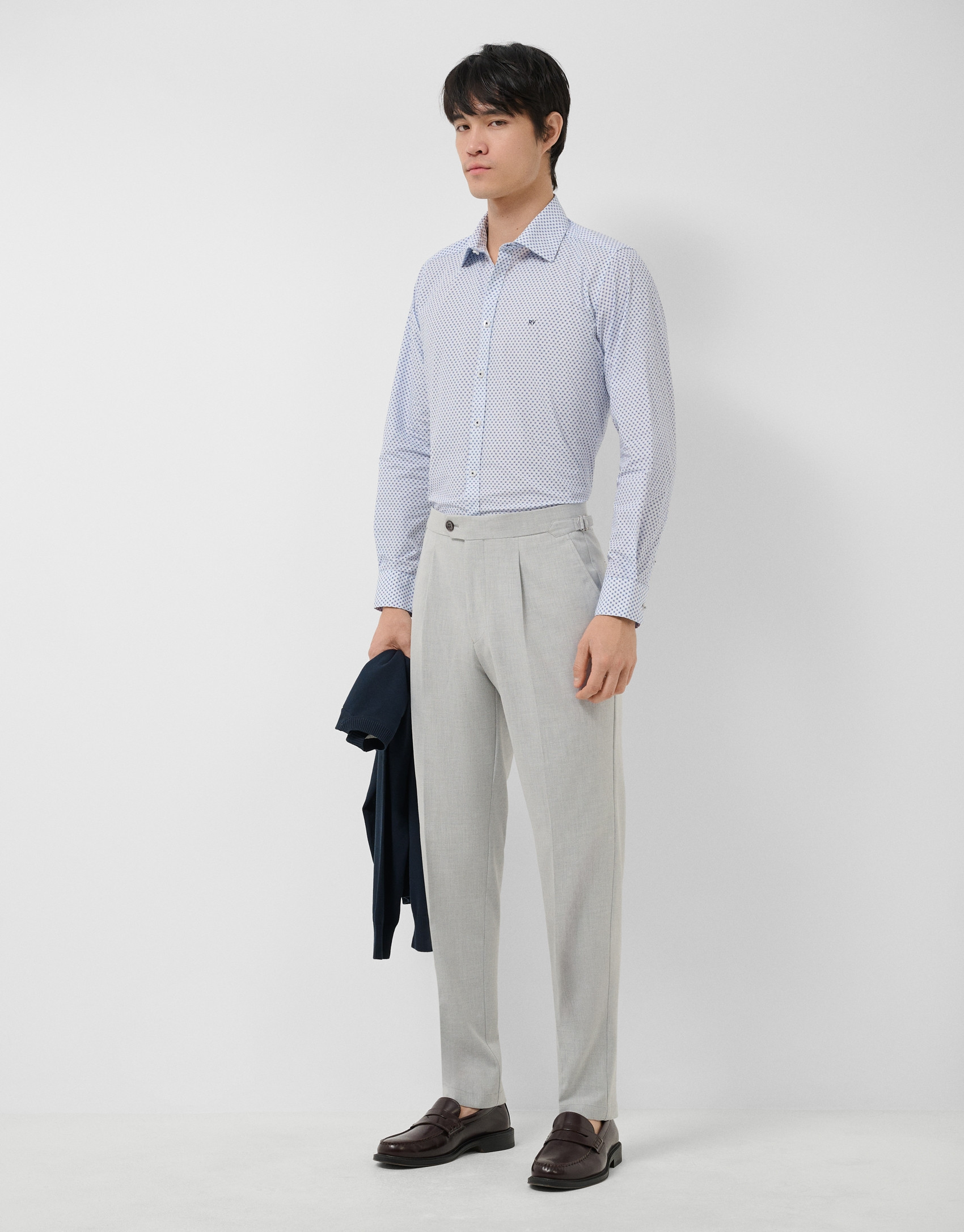 Regular fit blue geometric print shirt - Man | Roberto Verino
