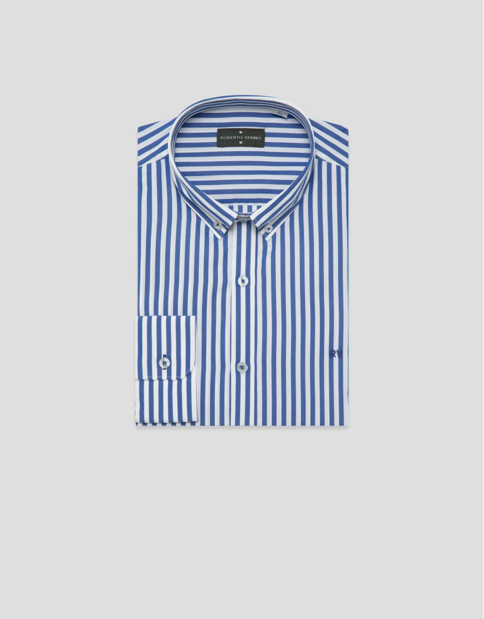 Camisa sport regular rayas blanco y azul | Roberto Verino