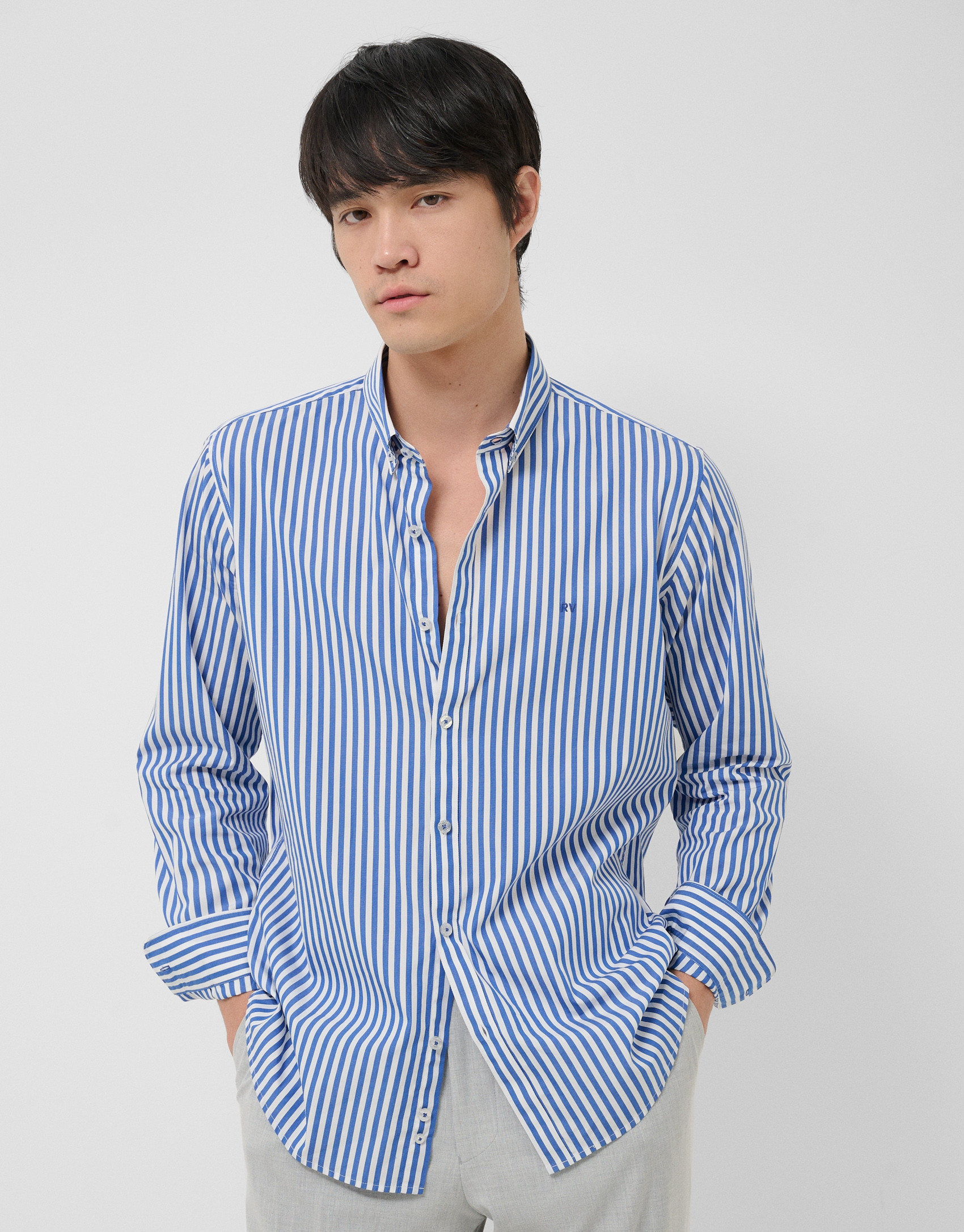 Camisa sport regular rayas blanco y azul | Roberto Verino