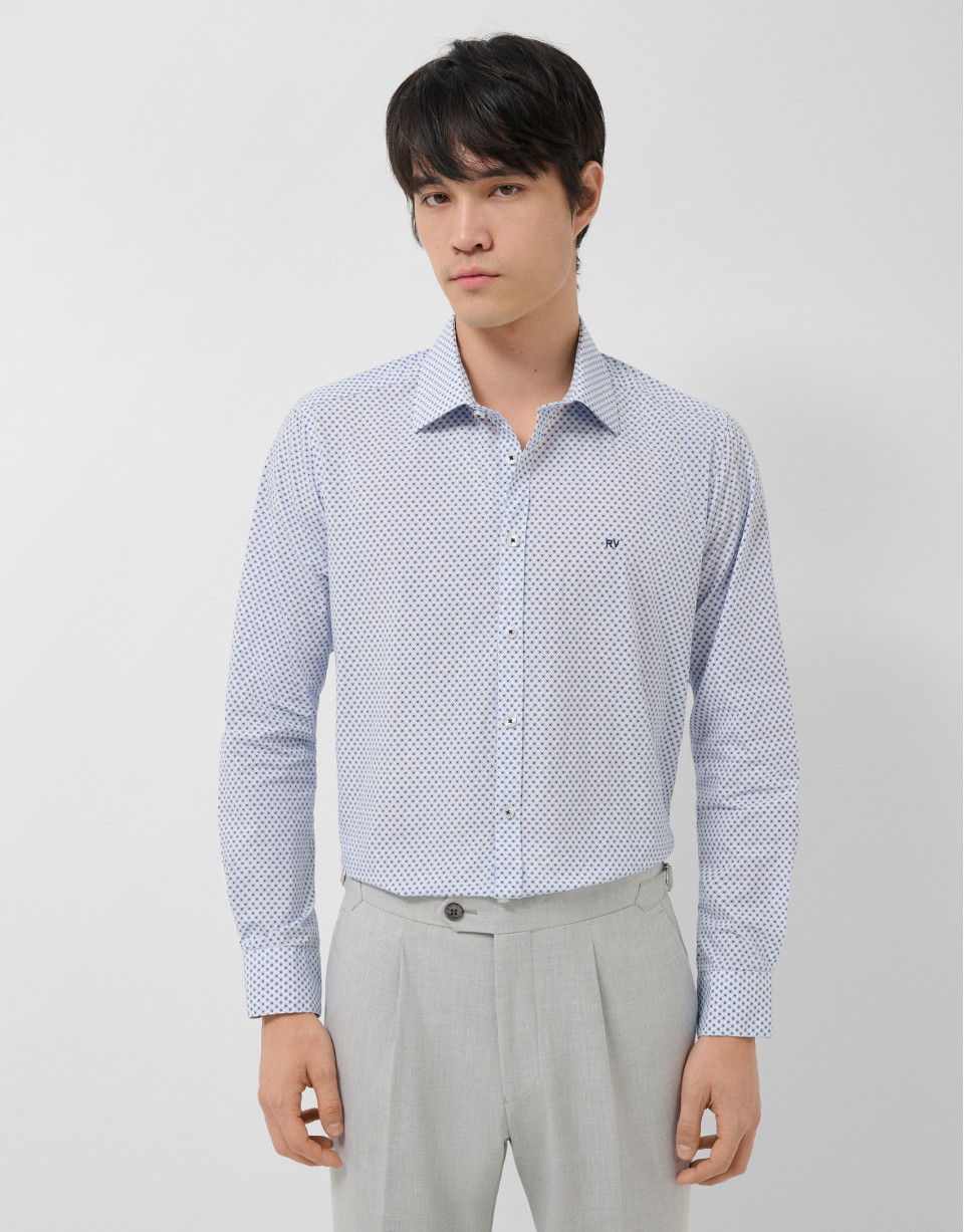 Camisa sport regular estampado geométrico azul | Roberto Verino
