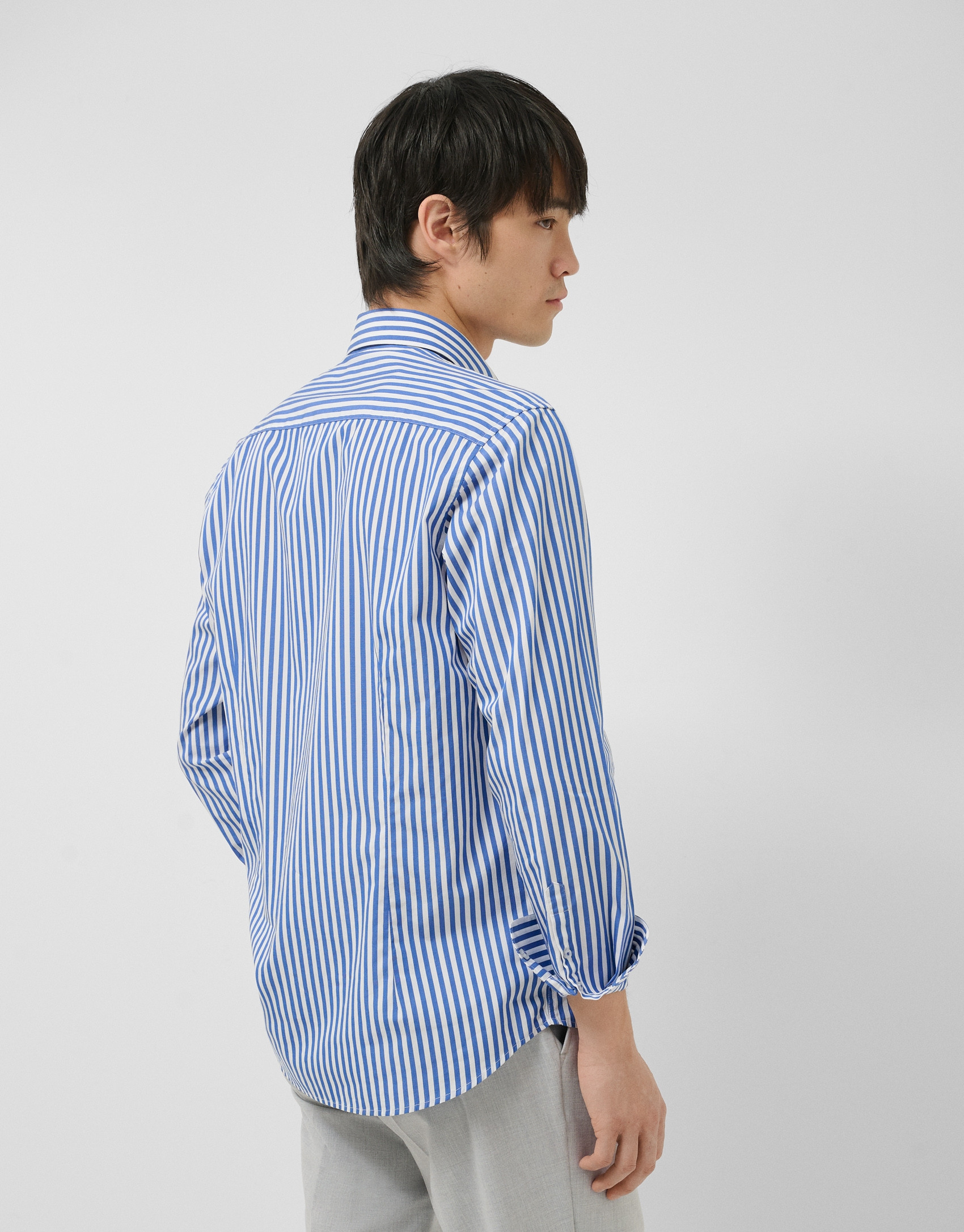 Regular fit white and blue striped shirt - Man | Roberto Verino