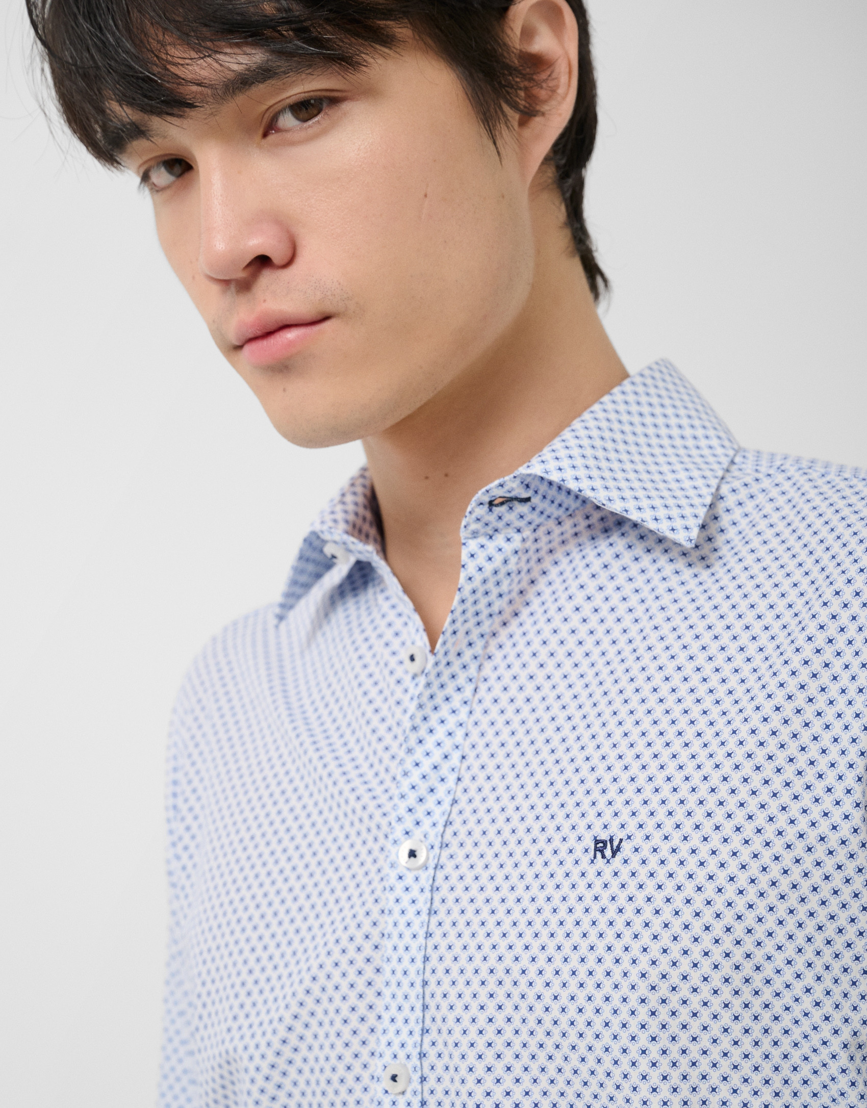 Camisa sport regular estampado geométrico azul | Roberto Verino