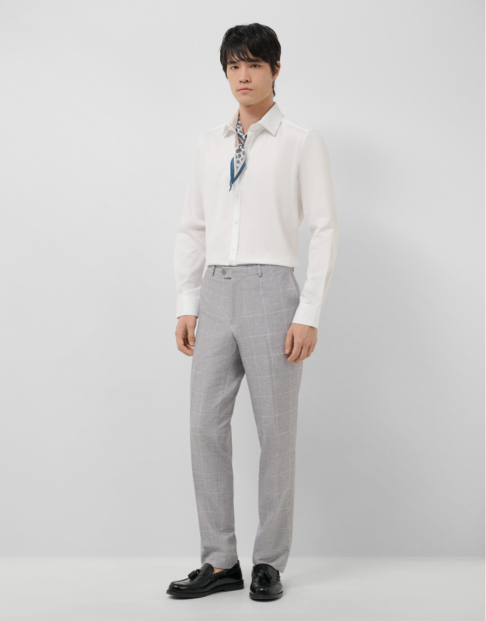 Slim fit sports shirt with white microstructure | Roberto Verino