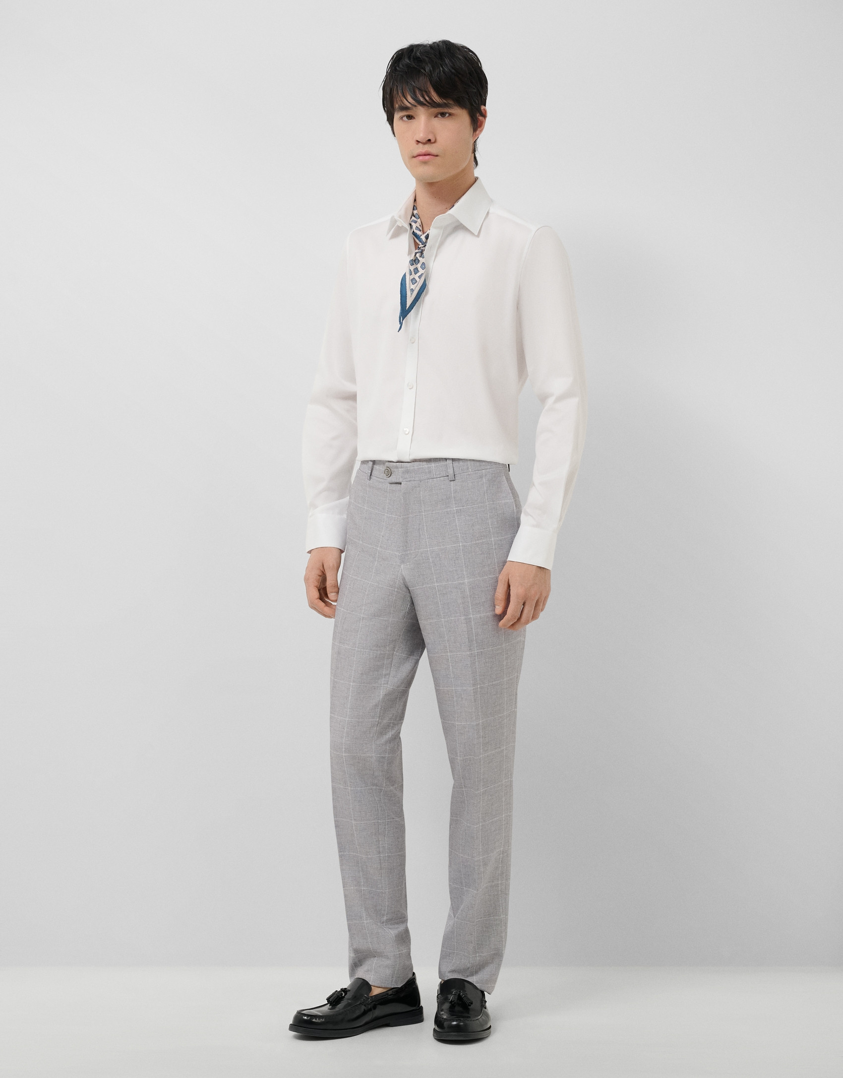Slim fit sports shirt with white microstructure | Roberto Verino