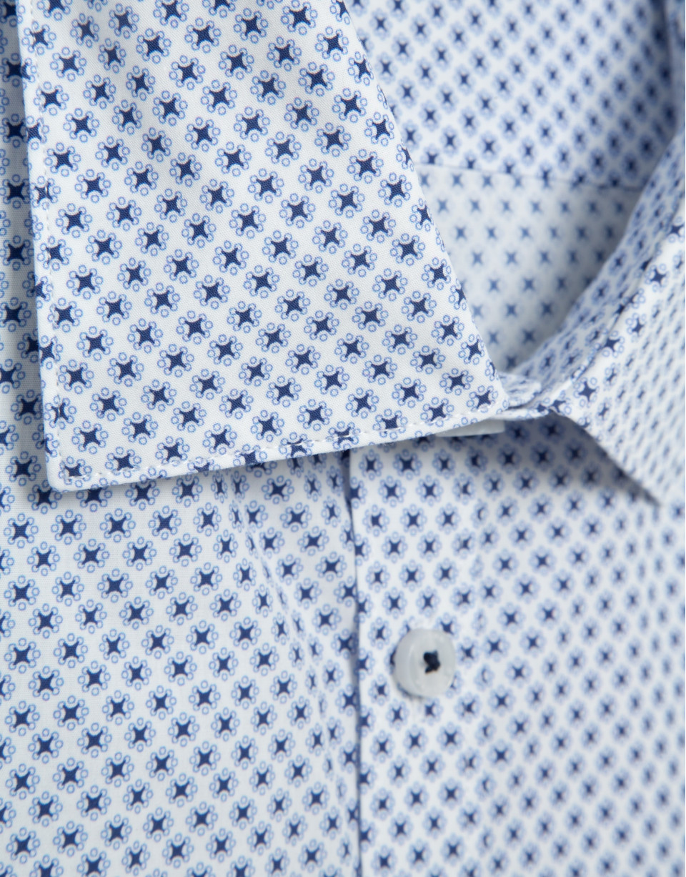 Regular fit blue geometric print shirt - Man | Roberto Verino