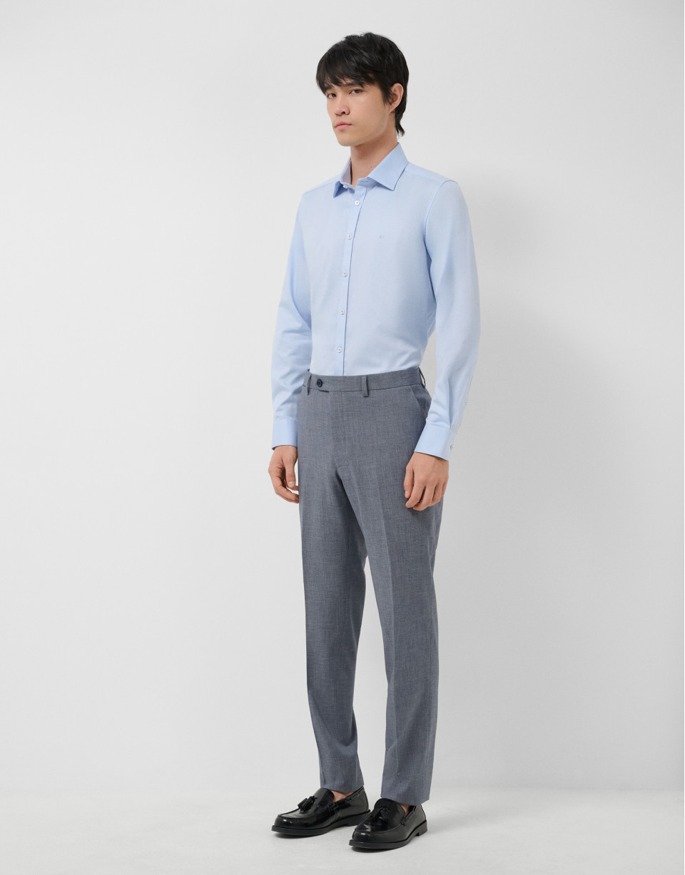 Slim fit sports shirt with blue microstructure | Roberto Verino