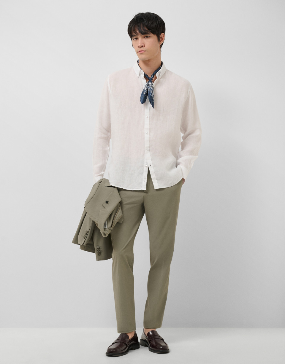 Regular fit white linen sports shirt - Man | Roberto Verino