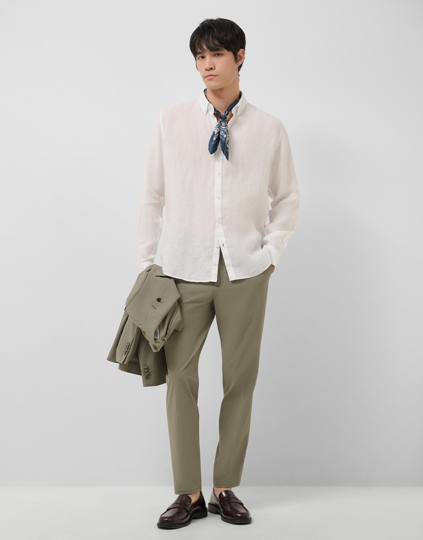 Regular fit white linen sports shirt - Man | Roberto Verino