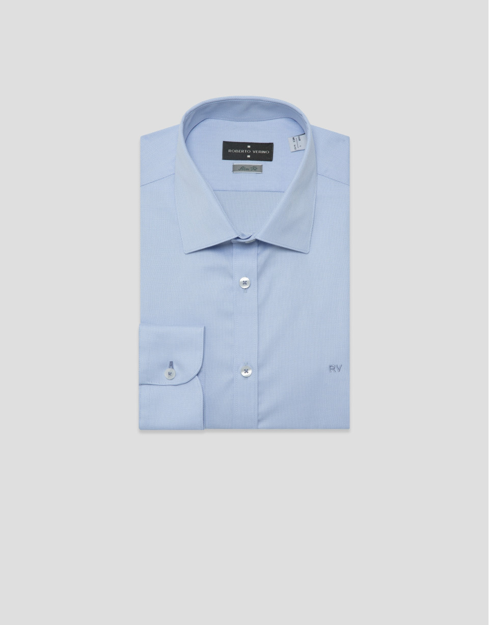 Camisa sport slim fit microestructura azul | Roberto Verino