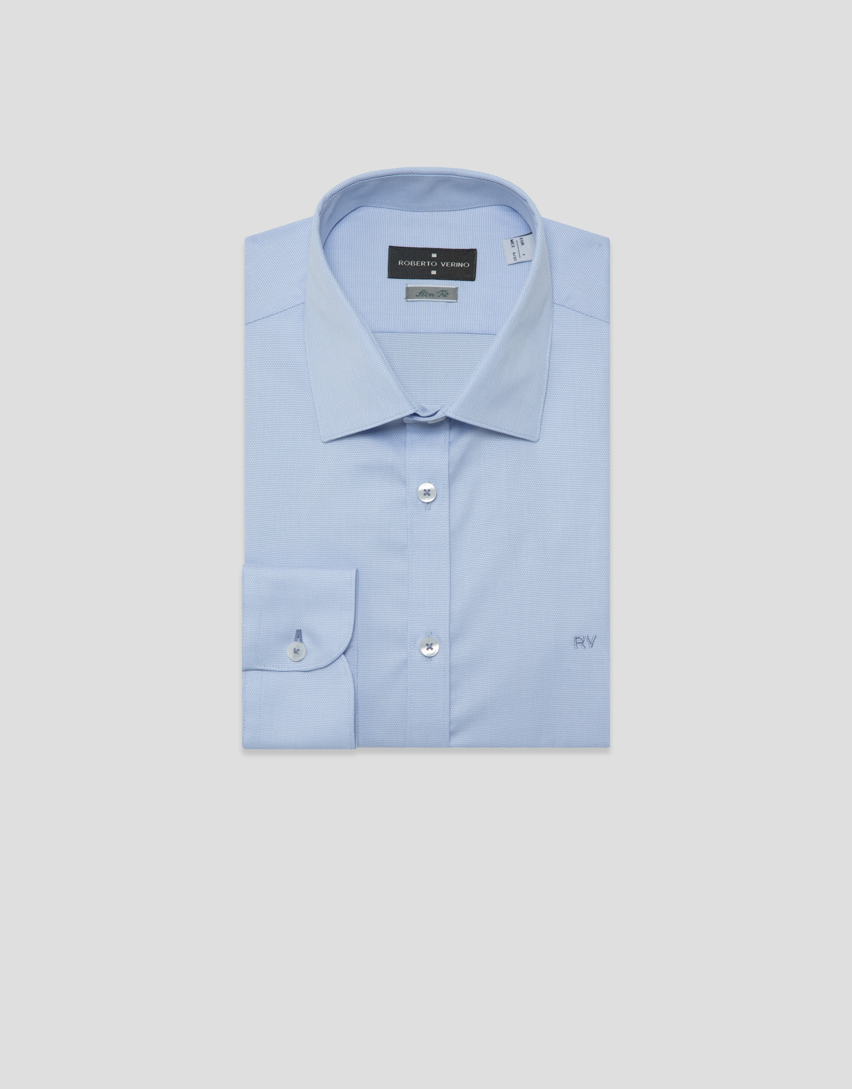 Slim fit sports shirt with blue microstructure | Roberto Verino