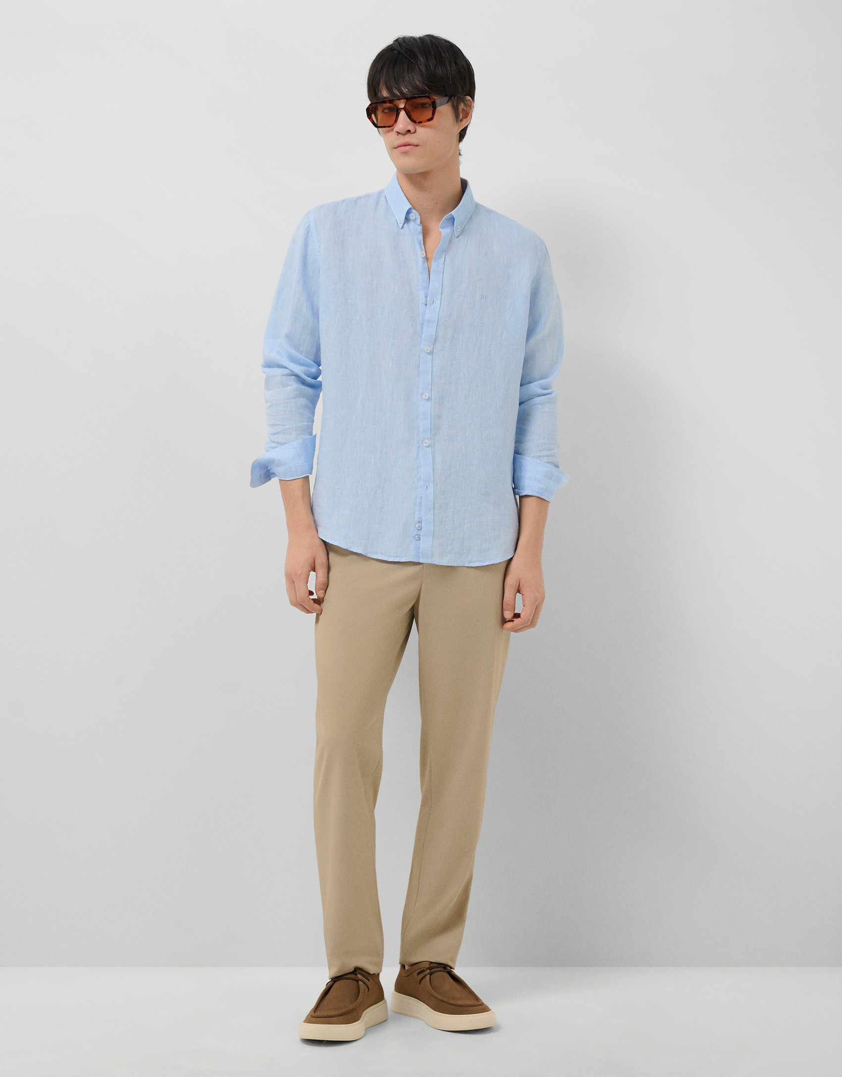 Camisa sport regular lino celeste - Hombre | Roberto Verino