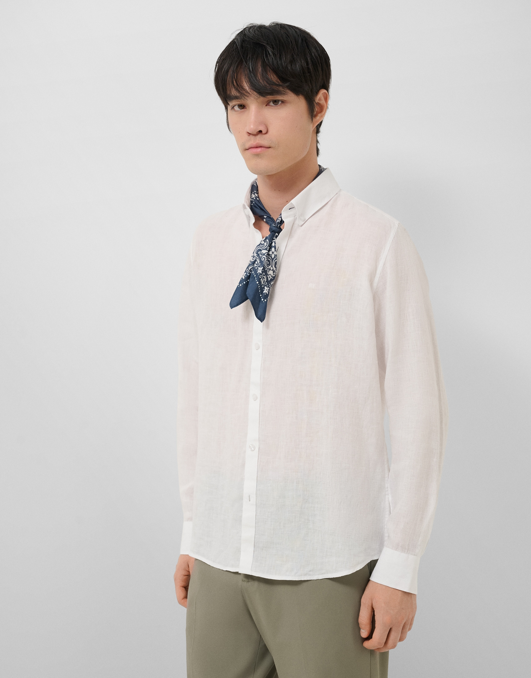 Regular fit white linen sports shirt - Man | Roberto Verino