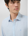 Slim fit shirt with light blue geometric print | Roberto Verino