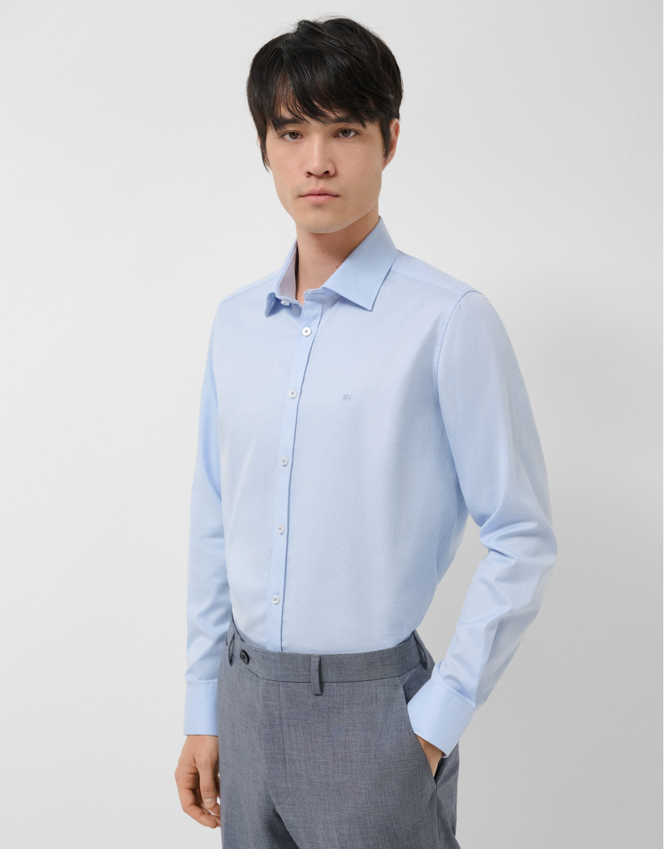 Camisa sport slim fit microestructura azul | Roberto Verino