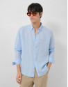 Regular fit light blue linen sports shirt - Man | Roberto Verino