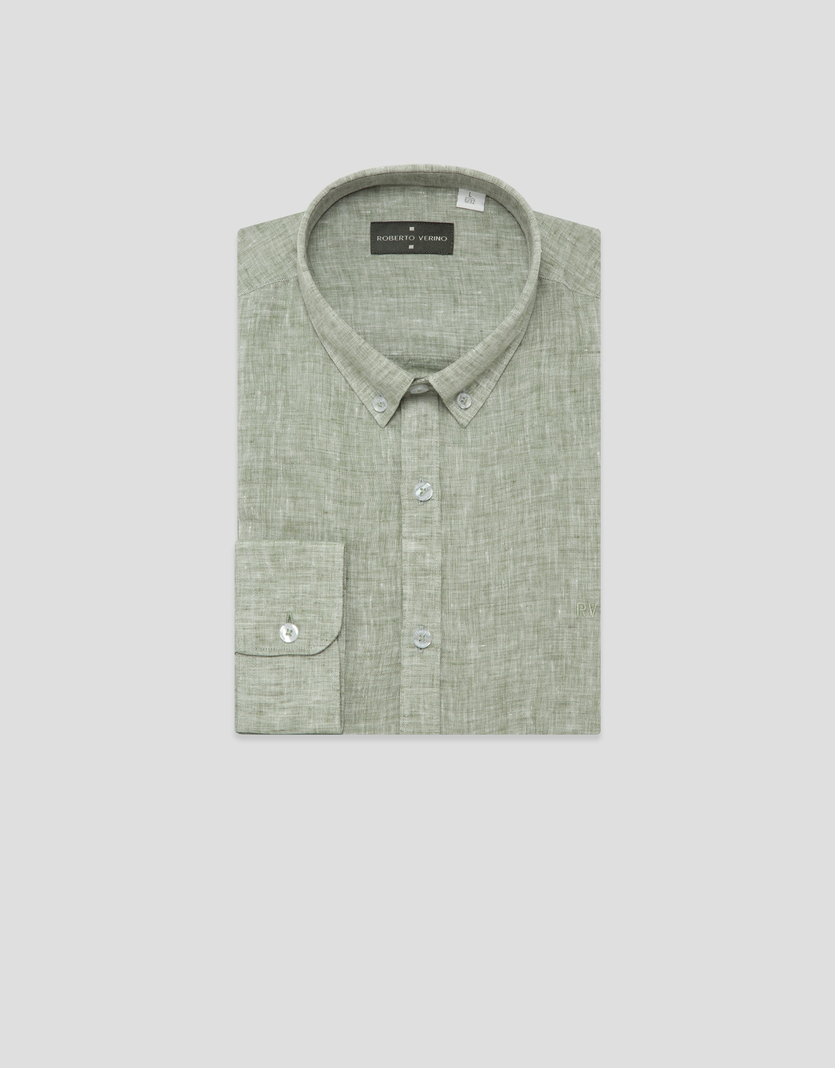 Regular fit khaki linen sports shirt - Man | Roberto Verino