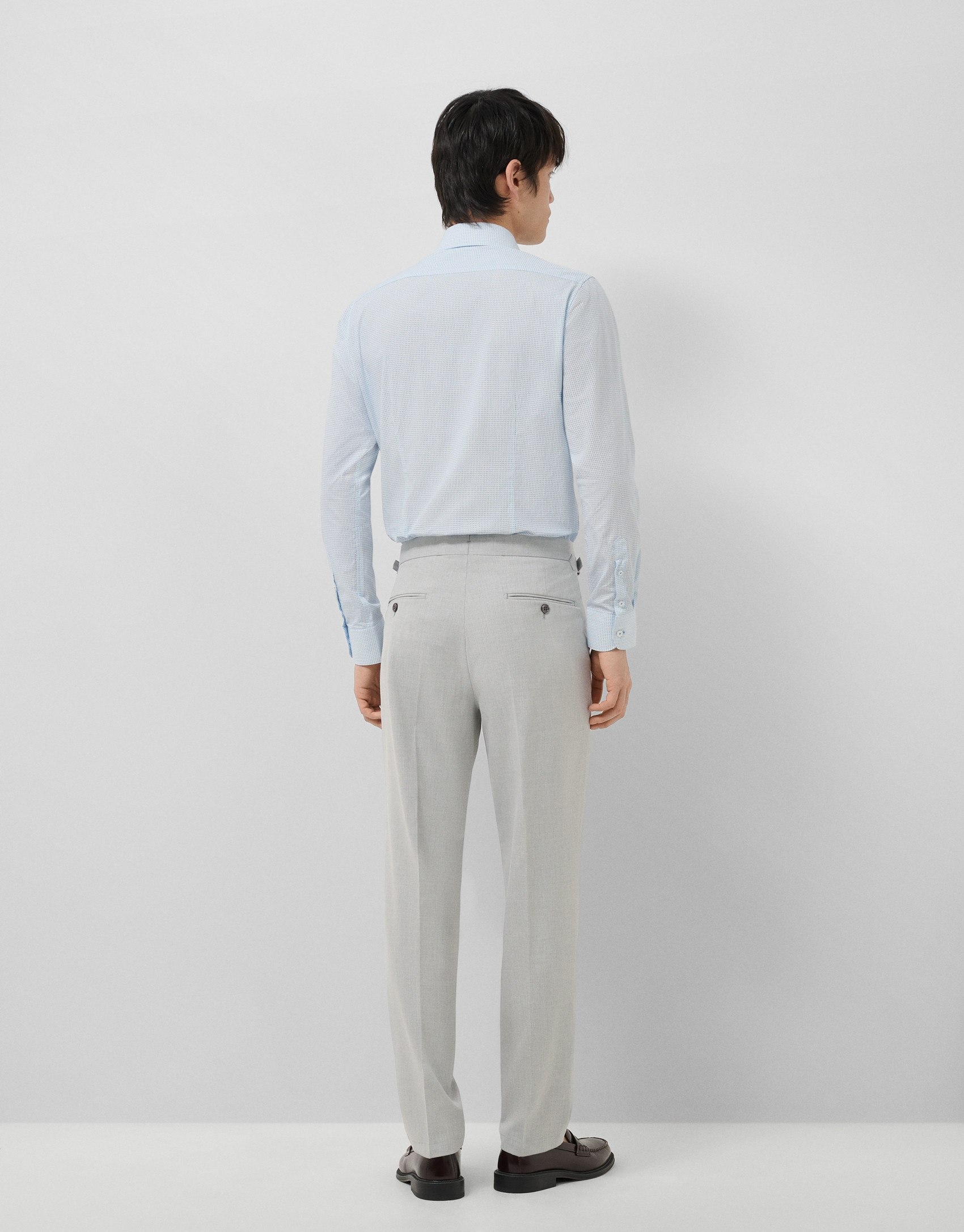 Slim fit shirt with light blue geometric print | Roberto Verino