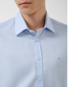 Slim fit sports shirt with blue microstructure | Roberto Verino