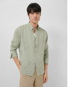 Regular fit khaki linen sports shirt - Man | Roberto Verino