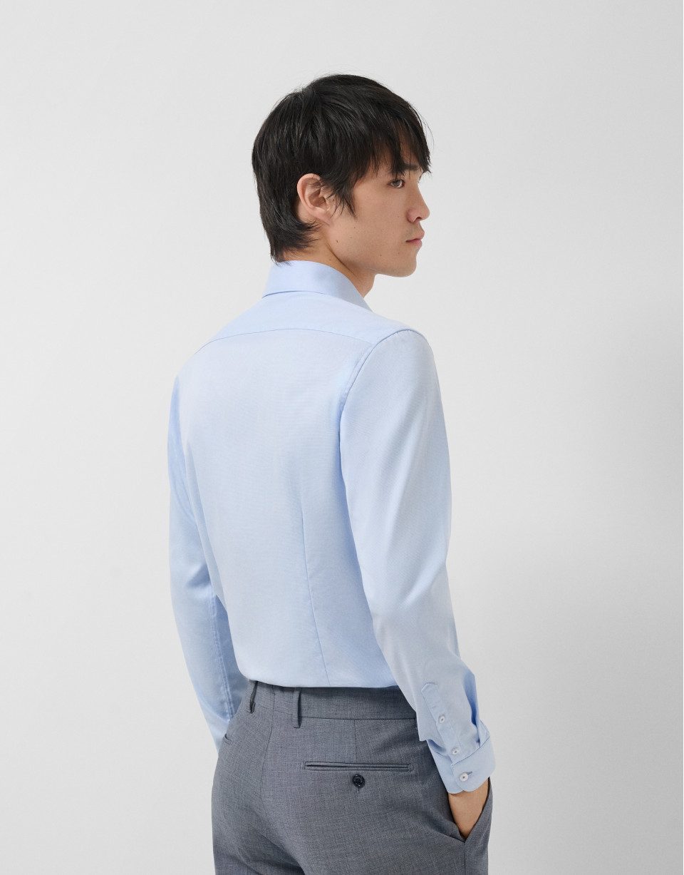 Slim fit sports shirt with blue microstructure | Roberto Verino