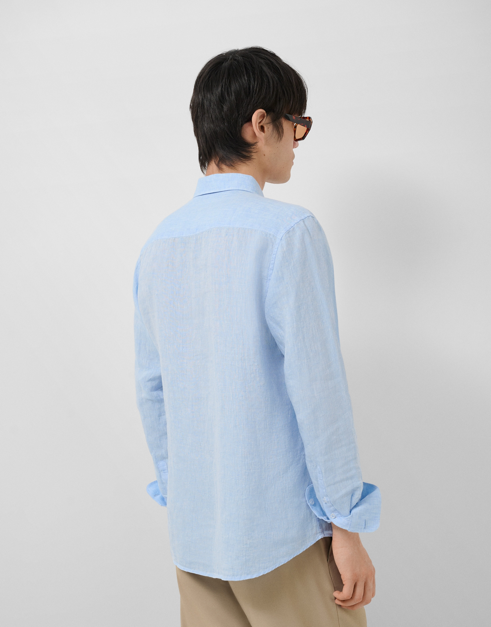 Regular fit light blue linen sports shirt - Man | Roberto Verino