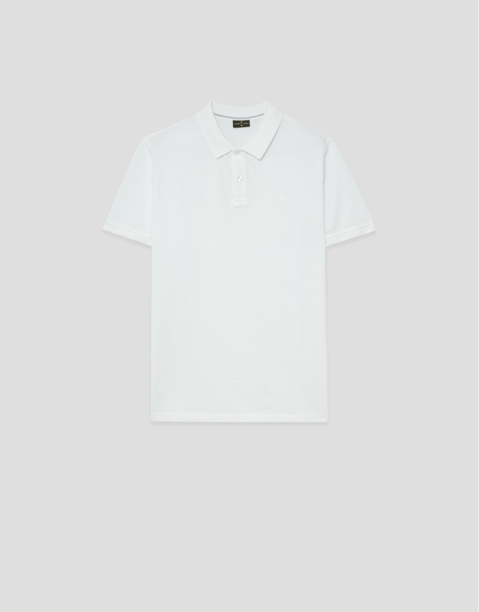 White short-sleeved piqué polo shirt - Man | Roberto Verino
