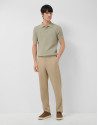 Light khaki structured knitted polo shirt - Man | Roberto Verino