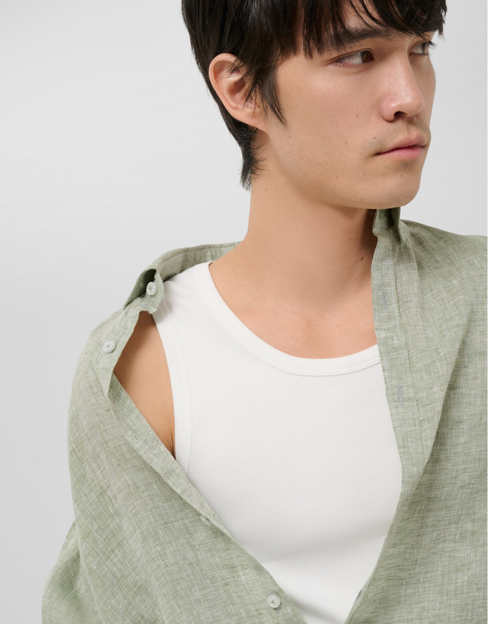 Camisa sport regular lino caqui - Hombre | Roberto Verino